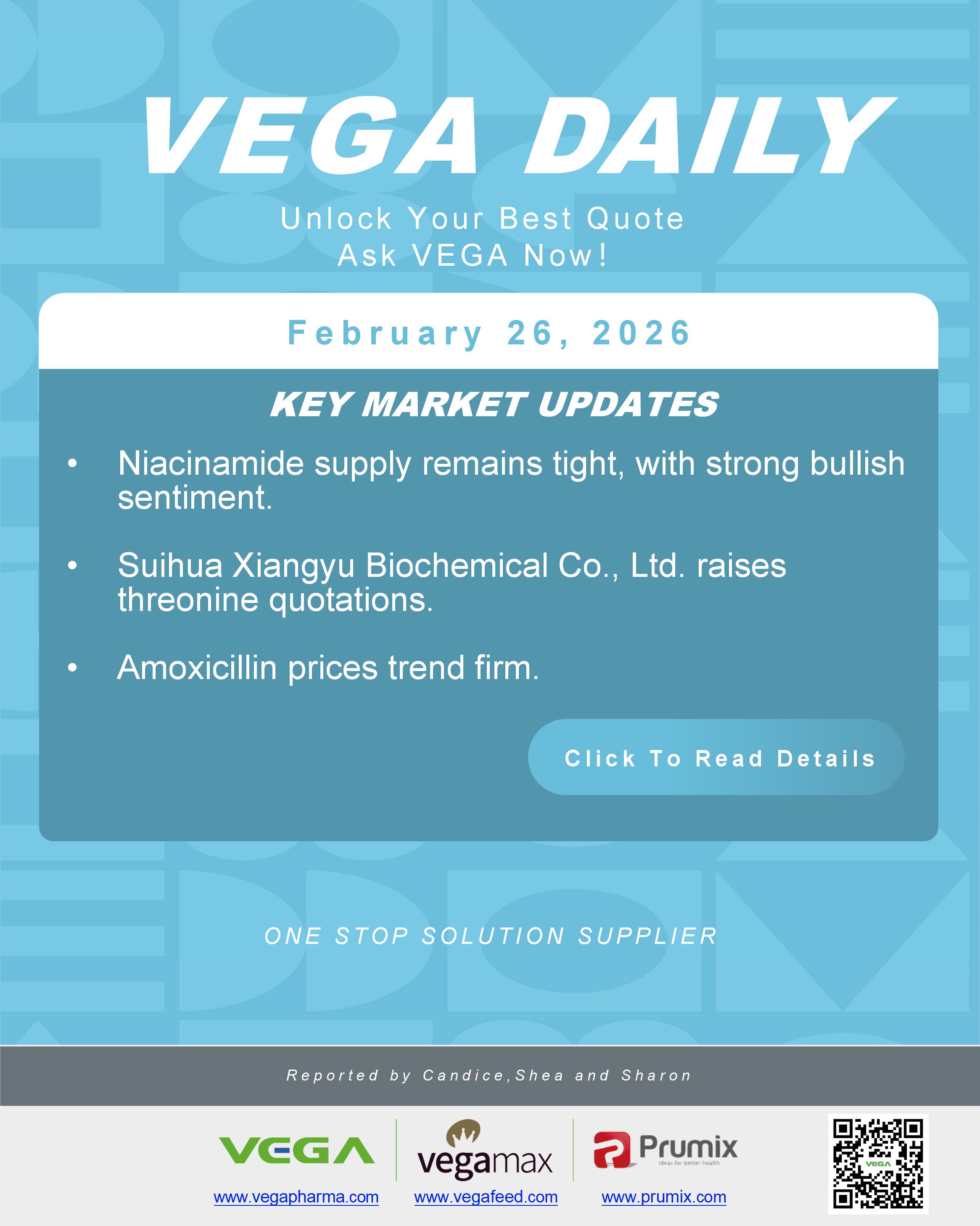 VEGA Daily Dated on February 26th 2026 Vitamin Amino Acid APl Food Additives.jpg
